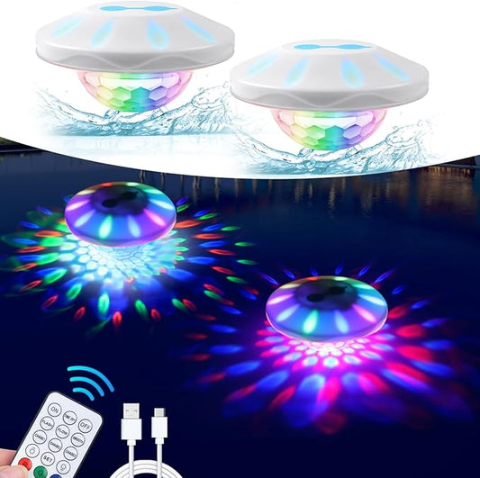 Floating Pool Lights with Remote: (4 Pack) Pool Light with 6 Dynamic Lighting Effects Rechargeable RGB Color Changing Pool Float Lights for Pond Bathtub Hot Tub Garden Party