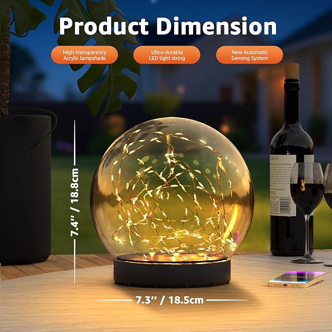 2-Pack 7.4x7.3 Solar Floating Pool Lights Ball Outdoor Water-Resistant IP66 Solar-Powered That Float Candles Flickering Lights for Swimming Pool Decor Pond Garden Party