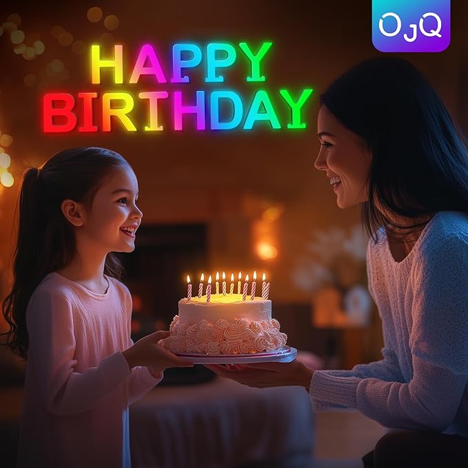 OJQ Light Up Letters LED Letter - Marquee Letters Room Decor Birthday Decorations Music Sync Color Change Colorful - Christmas Birthday Gifts for Girl - Teen Girls Gifts Party Home Wall Decor