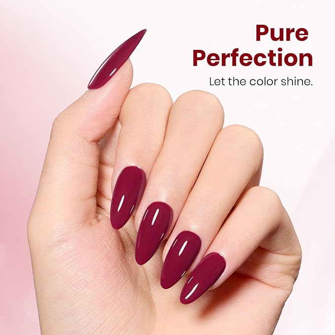 Beetles Burgundy Red Gel Polish - 15ML/0.51Fl Oz, Burgundy Dark Red Gel Nail Polish, Soak Off UV LED Lamp Wine Color Nails Art, Long-Lasting Manicure Salon DIY Home Gifts for Woman