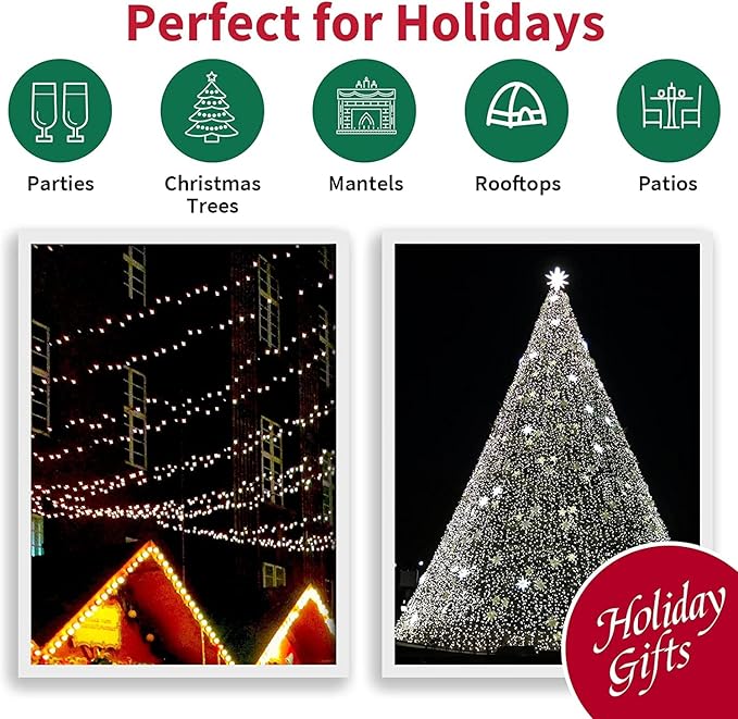 LAMPHOME Christmas Lights 6 Pack 18 Feet 50 LED White Mini String Light with 8 Modes Waterproof Tree for Xmas Outdoor Holiday Party Garden Decor, White