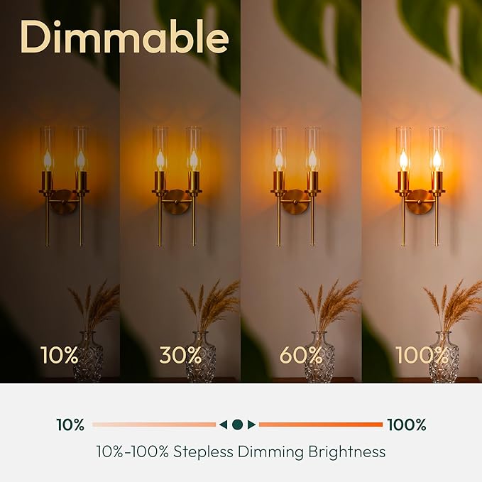 ALAMPEVER Chandelier Light Bulbs, 40W Equivalent Candelabra Bulb, 4W E12 LED Bulb 2200K Warm White, 330LM, Candle Light Bulbs 12 Pack