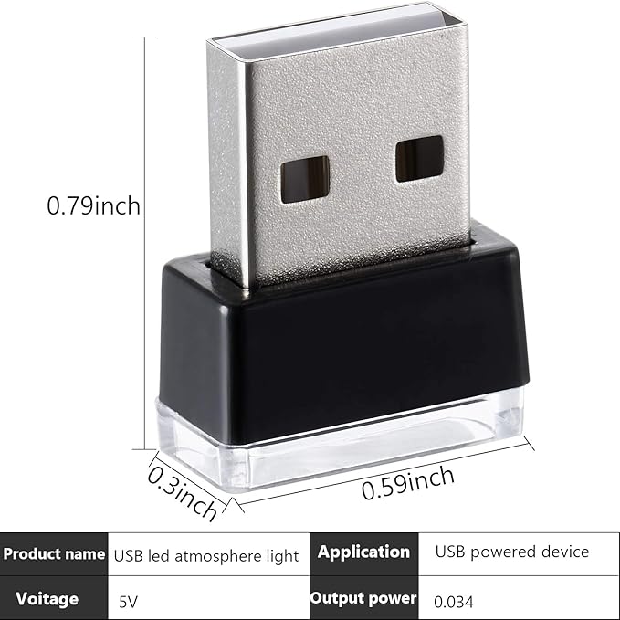 7 Pieces Mini USB LED Light Car Interior Lights USB LED Atmosphere Lamp Light Plug-in 5V Universal USB Light Interior Ambient Lighting Kit for Cars Laptops Night Led Lights Decoration (7 Colors)