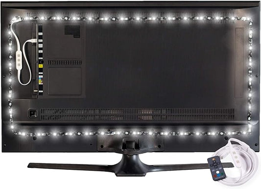 Power Practical LED Strip Lights Backlight, USB Light Strips w/Remote for 15 Ambient Color Bias Lighting Options & 10 Brightness Modes, for TV/Computer Decor/Indoor Use, Size (30"-40" TV)