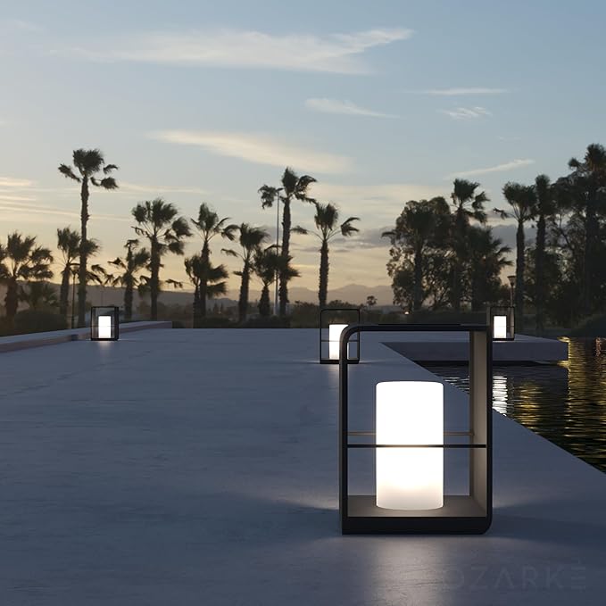 Ozarke Solar Lumina Pillar Lamp - Portable Rechargeable Lantern Outdoor Water Resistant Lights with Remote Control for Garden, Patio, Yard, Porch, Pathway Decorative Light, Warm 3000K