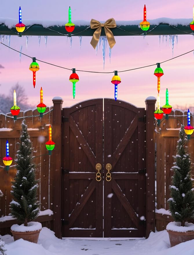 Vintage Christmas Bubble Lights, 7.5Ft Outdoor Colorful Christmas Decorations String Lights with 8 LED Twinkling Multicolor Bubble Lights for Christmas Tree Holiday Party Fireplace House Window Patio