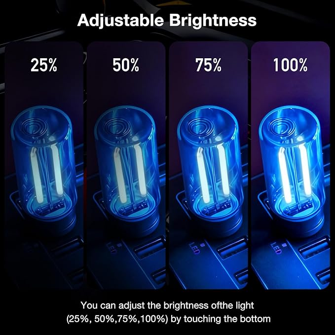 2 PCS USB Car Lights, Touch Dimmable Retro Mini Glass Bottle LED Ambient Night Light for Vehicle Interior, Bedroom, Hallway, Camping, Holiday and Party Decoration (Blue)