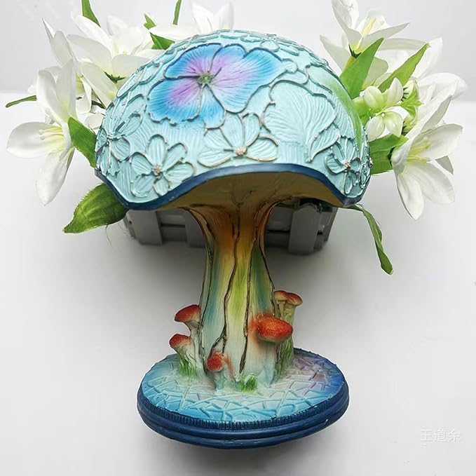 Creative Glass Resin Mushroom Table Lamp, 5.9 Inch Stained Glass Mini Night Light, Bohemian Decoration for Bedroom, Living Room, Home Office - Gifts