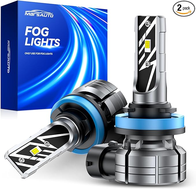 Marsauto H11/H16/H8 LED Fog Light Bulb, 14,000LM 6500K White H11 H16 H8 LED Fog Lights, 70000HRS Lifespan H11 Fog Light Bulbs for Car, Play and Plug, Exterior Lighting