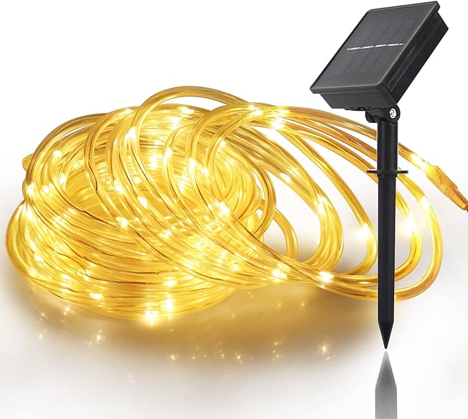 Fairy Light Solar Outdoor 33Ft 100 LED Rope Lights for Outside 8 Modes Warm White Solar Fairy Lights for Patio Fence Party Garden Yard Home Holiday Tree Outdoor Decoration