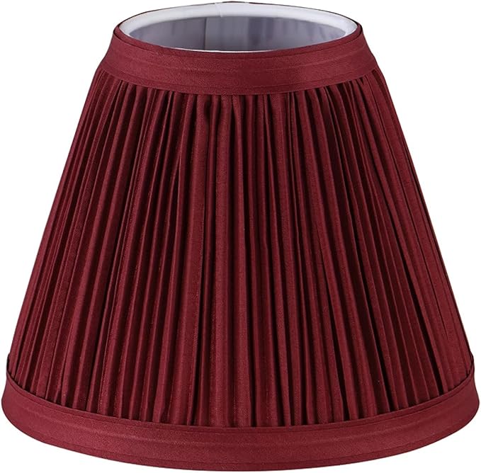 Aspen Creative 33124-9 Small Pleated Empire Shape Chandelier Clip-On Lamp Shade, Burgundy, 3" Top x 6" Bottom x 5" Slant, 9 Pack