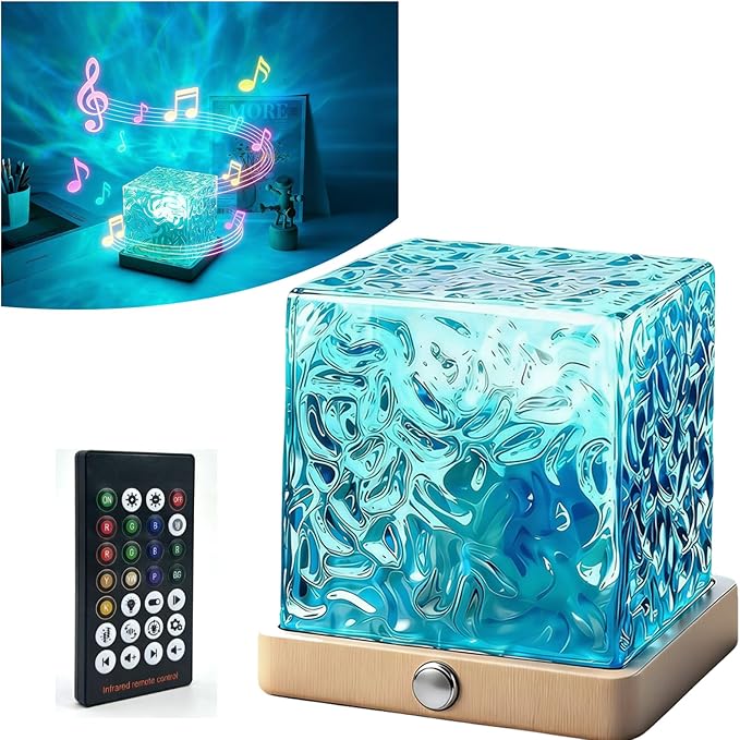 Ocean Wave Projector Light with Bluetooth Speaker, 16 Colors LED Mood Lamp, Music Sync Night Light for Bedroom, Plug-in Atmosphere Lamp for Home Party, Gift for Kids Adults