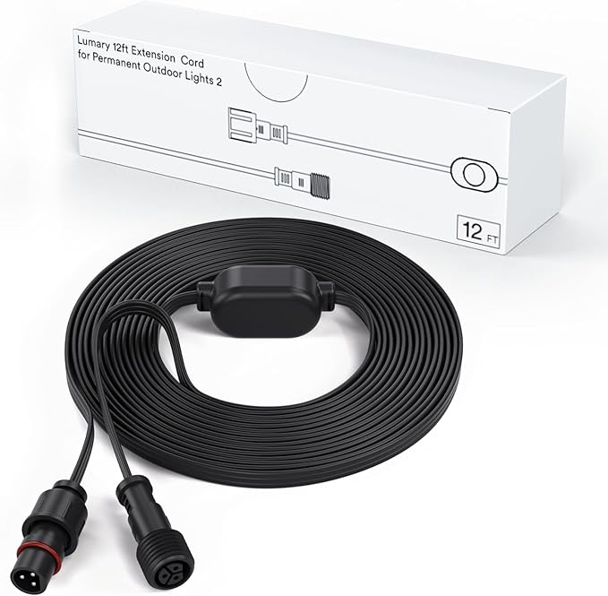 Lumary Extension Cords for Permanent Outdoor Lights Gen 2 Only, Not Work with Pro and Max Version, Black 12Ft