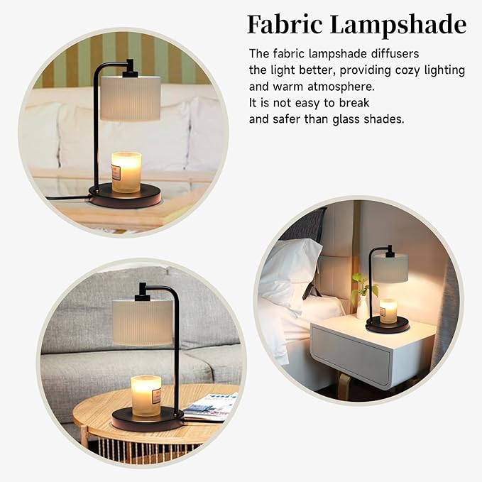 Candle Warmer Lamp with Timer, Dimmable Candle Wax Warmer Electric Candle Lamp for Scented Candles with Bulbs, Christmas Gifts House Warming Gifts Home Decor (Black)