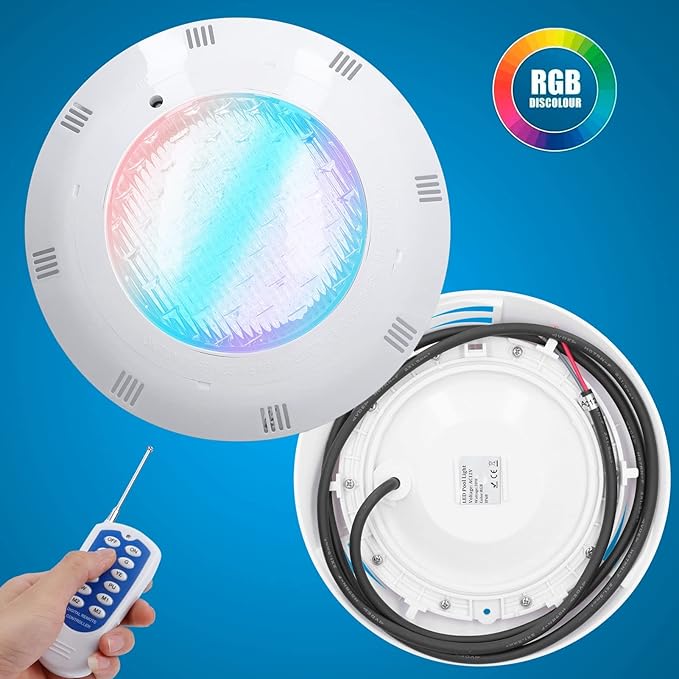 Luqeeg 25W 36W 45W Pool Lights, AC12V LED Underwater Light, Color Changing Submersible Lights with Remote Control for Patio Fountain Pond Garden, 10 RGB Lighting Effects (36W)