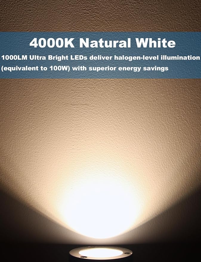 Low Voltage Landscape Lights Well Lights Landscape LED in Ground Light IP67 Waterproof Outdoor Landscape Lighting with Connectors for Pathway Garden Yard Fence Deck (Neutral White 4000K)