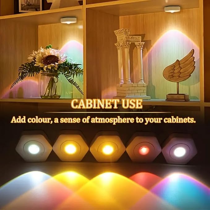 2-Pack Sunset Lamp Projection Hexagonal Colorful Sunset Red Wall Lamp LED Touch Control Two Brightness Adjustable Cabinet Decorative Light