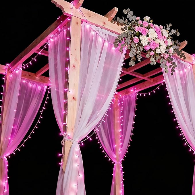 LAMPHOME 200 LED Pink Valentine Lights, 66ft 16 Modes Valentine Room Lights Clear Wire,Connectable Plug in Pink Christmas String Light Indoor Outdoor for Christmas Bedroom Valentines Party