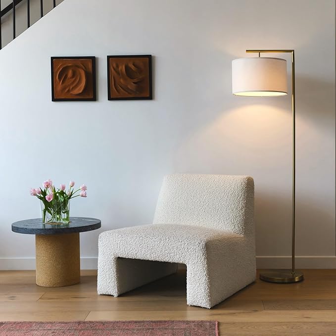Brightech Montage Modern Floor Lamp - LED Standing Lamp with Adjustable Color Changing Bulbs for Living Rooms & Offices - Tall Corner Bedroom Reading Light for Contemporary Home Decor - Antique Brass