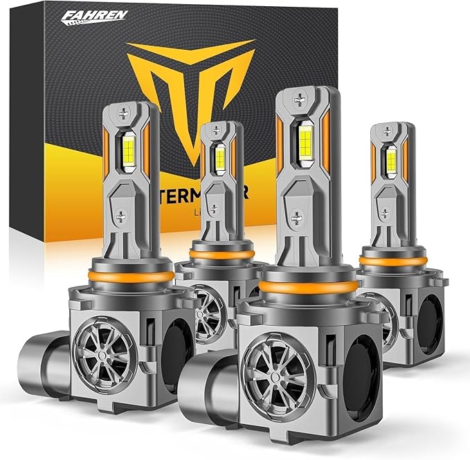 9005 9006 Light Bulbs Combo, 60,000LM 900% Super Brighter, 6500K Cool White, 1:1 Mini Halogen Size 9005 HB3 & 9006 HB4 Accessory Fog Light with Cooling Fan, Plug and Play, Pack of 4