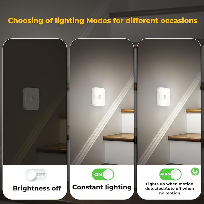 Rechargeable Motion Sensor Light Indoor Stair Lights Rechargeable Battery Night Light Stick On Magnetic Motion Lights for Stair, Step, Hallway, Closet, Cabinet, Bathroom, Cool White, 4 Pack