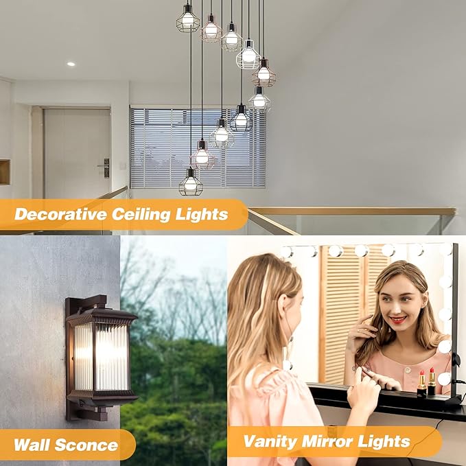 Wax Warmer Light Bulbs, G50 25 Watt for Full Size Scentsy Warmers, G16.5 Globe E12 Base Clear - Long Life-Span and Melt Wax Fast, 120 Volt (6 Pack)