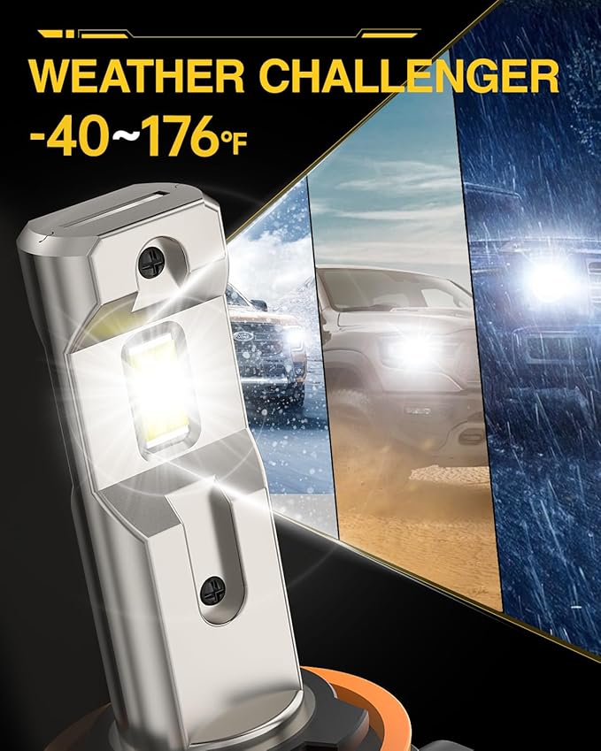 9006 HB4 Light Bulbs, 600% Super Bright Bulb 1:1 Mini Size No Adapter Required, 6500K White Non-Polarity Plug and Play HB4 Fog light bulbs, Pack of 2
