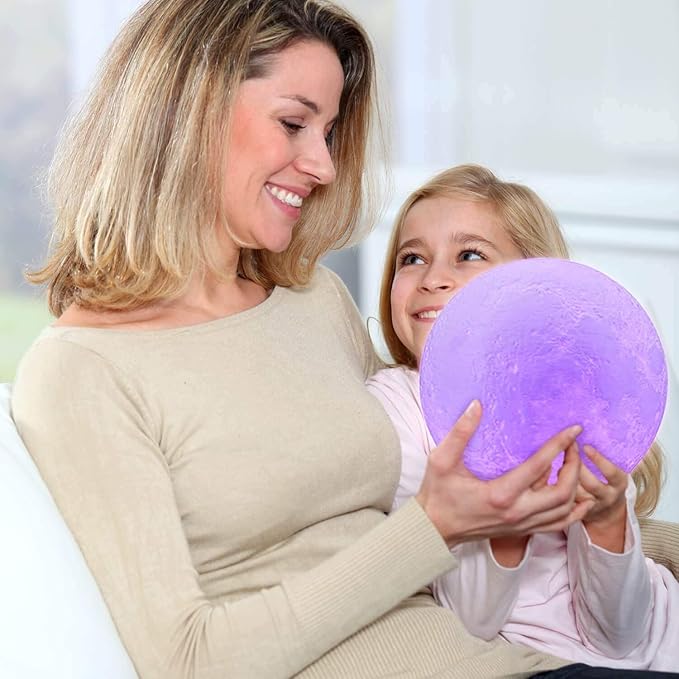 LOGROTATE Moon Lamp, 3D Printing LED 16 Colors Moon Light, Decorative Lights Night Light with Remote&Touch Control and Adjustable Brightness&USB Recharge for Kids Lovers Birthday Gift (6.0 inch)