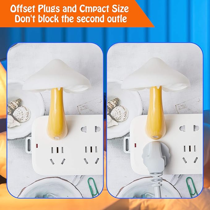 Mudder 2 Pack Mushroom Night Light Plug in Wall Lamp Sensor LED Mushroom Nightlight Cute Mini for Adult Kid Nursery Decor Gift(Blue)