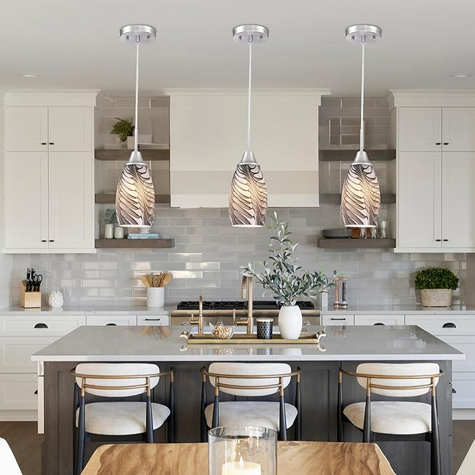 1-Pack Mini Glass Pendant Light 4.72" with Handblown Black Gray Marble Art Glass Hanging Light Oval Ceiling Hanging Light Fixture for Dining Room Kitchen Island Cafe Foyer Hallway