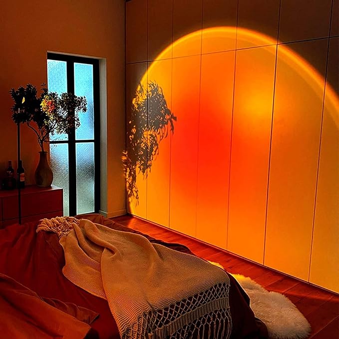 Eternal Sunset Projection LampRomantic Display in Party Bedroom Living Room, Sunset Projector for Living Room Bedroom Hotel Restaurant Decor Live Stream Ins Photography TikTop (Sunset red)