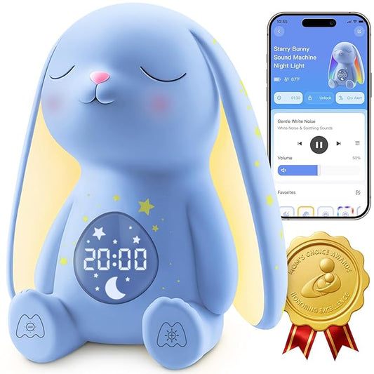 2025 Mom's Choice Awards | White Noise Sound Machine Baby - AI Cry Detection, Night Light, 100 Soothing Sounds, App Control, 150% Battery Life, 50% Faster Sleep, Baby Essentials