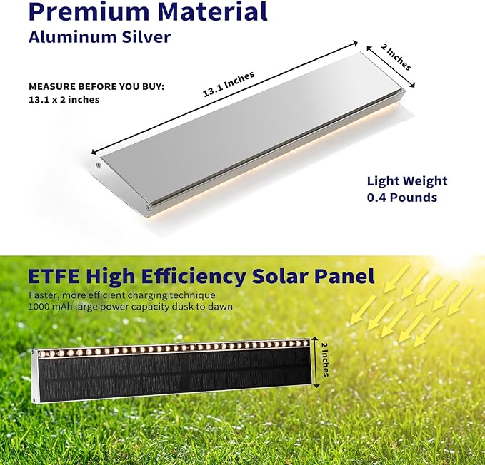 Solar Step Lights for Outside, 33 Focused-Beam High-Brightness LEDs, Waterproof Aluminum Outdoor Stair Light for Risers, Curbsides, Poolsides, Planter Edges (Warm White, 6Pack)