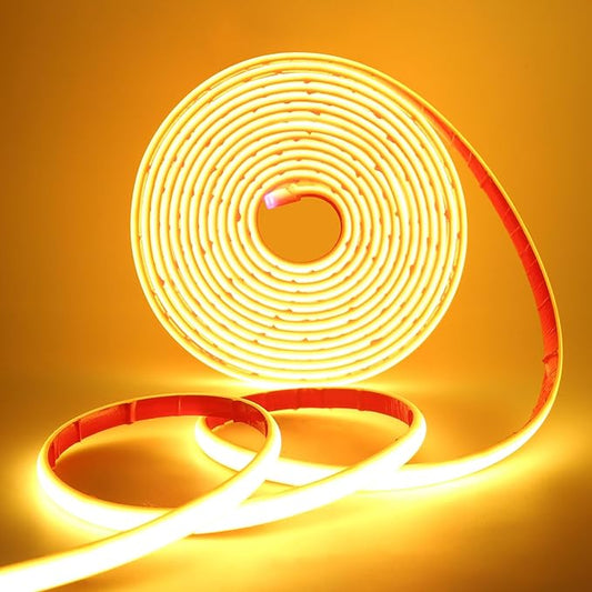 24V COB Neon Strip, 320LEDs/m Ultra-Bright Flexible COB Neon LED Strip, Outdoor Waterproof IP68 Self-Adhesive Tape, Red/White 2-Wire LED Fairy Lights for Patio, Christmas（Warm White,7M）