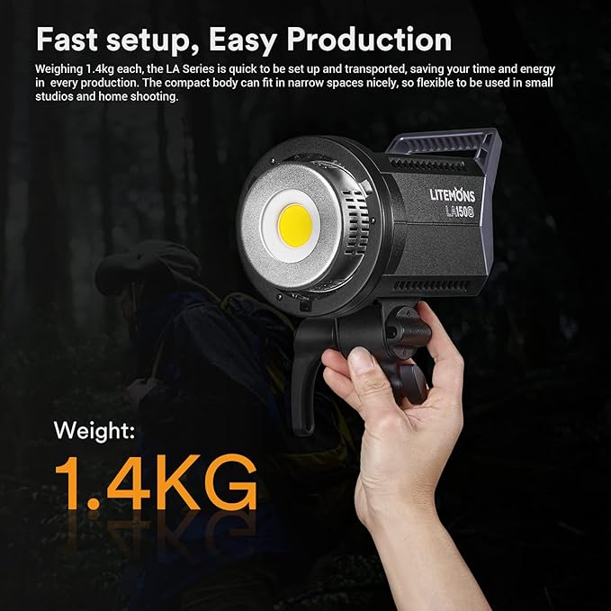 Godox LA150D LED Video Light, 190W 84800LUX@1M Daylight Studio, 5600K Bowens Mount LED Continuous Light, CRI 96+ 8 FX Effect 0-100% Dimming APP Control Photography Light