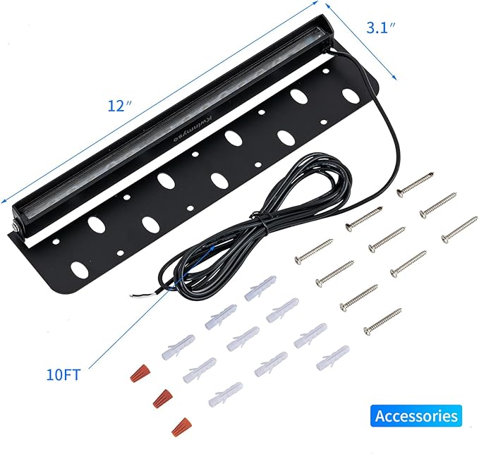 4-Packs 5W 12inch LED Hardscape Paver Lighting,12V AC/DC Low Voltage Retaining Wall Lights,Landscape Lighting,5000K Daylight White Outdoor Step Light,50,000 Hours Lifespan-Black