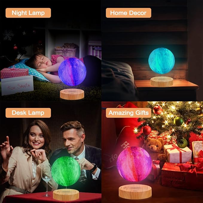 VGAzer Levitating Moon Lamp,Floating and Spinning in Air Freely with 3D Printing LED Moon Light Has 16 Colors 20 Modes for Unique Christmas Gifts,Room Decor (16 Colors Galaxy Moon)