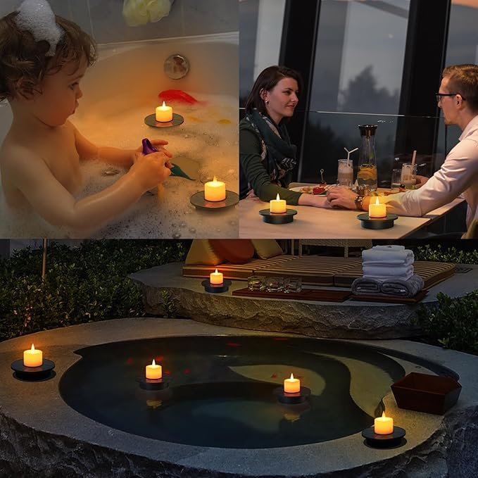 Solar Floating Pool Lights, 5-Pack Solar-Powered Float Candles Lamps Tea Light for Pond Party Garden Backyard Outdoor Decor