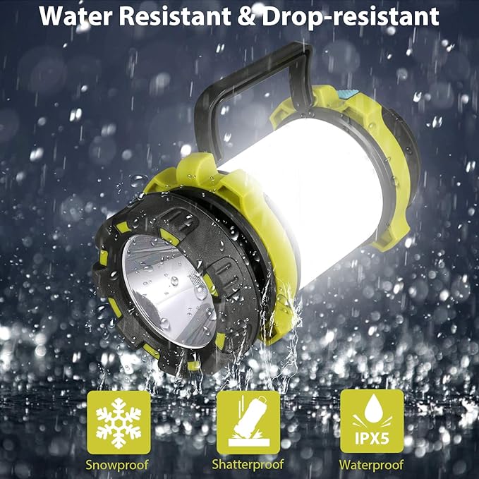 3 Pack Camping Lantern, Outdoor LED Camping Light, Rechargeable Flashlights with 1000LM, 6 Modes, IPX5 Waterproof Portable Emergency Camp Light for Hurricane Survival - Green