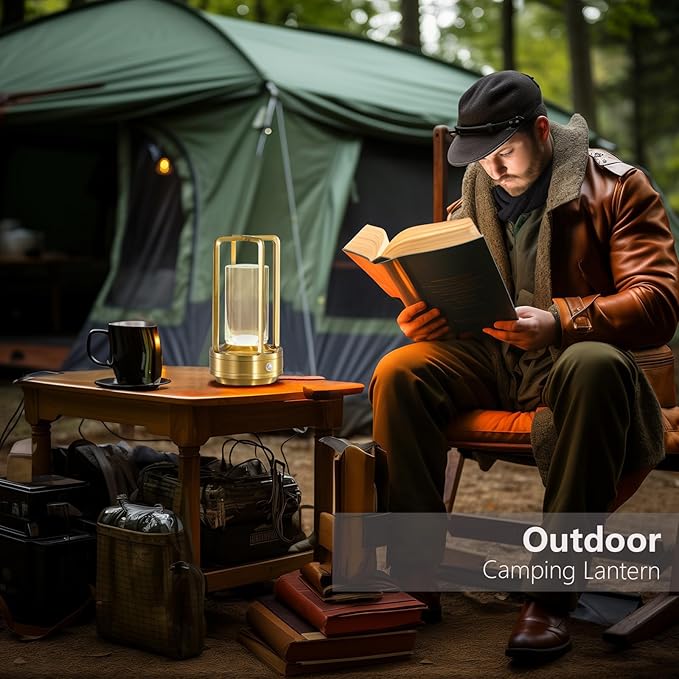 Portable LED Cordless Crystal Table Lamp - 4000mAh Large Capacity Rechargeable Outdoor Table Lamp, Outdoor Table Lights for Patio, Rechargeable Outdoor Lantern, Outside Lamp for Table Lighting