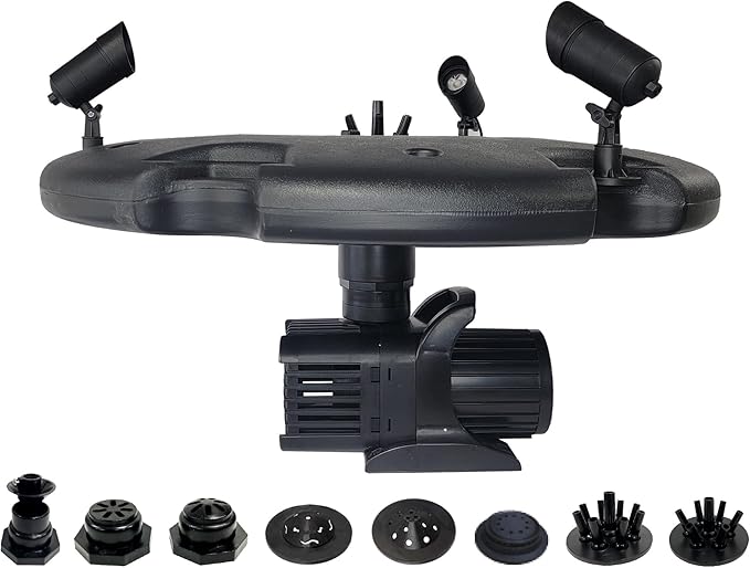 HALF OFF PONDS Floating Fountain, 1.2 HP Pond Aerator, 200 ft Cord, 10,000 GPH Water Pump, 11 Spray Patterns, Color-Changing LED Lights, for Large Ponds, Lakes & Water Gardens