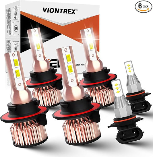 Fits for Ford F250 F350 F450 F550 Super Duty Light Bulbs(2005-2022) Headlamp Bulbs Kit 6000K White 45000LM Brightness Upgrade Easy-Install Plug-n-Play 6-Pack