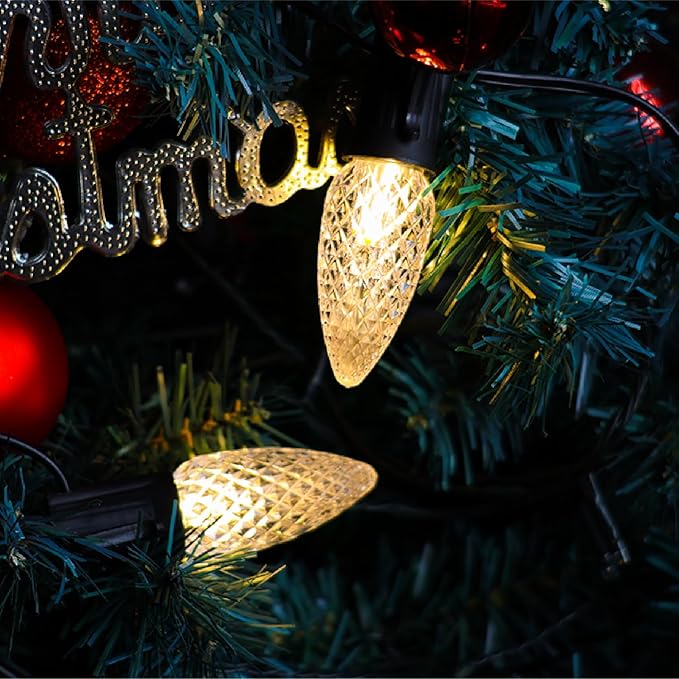 100 Pack C9 Led Replacement Christmas Light Bulb, 0.6W C9 Shatterproof Led Bulbs for Christmas String Light, E17 Intermediate Base, Commercial Grade Light Bulbs, Warm White 2700K