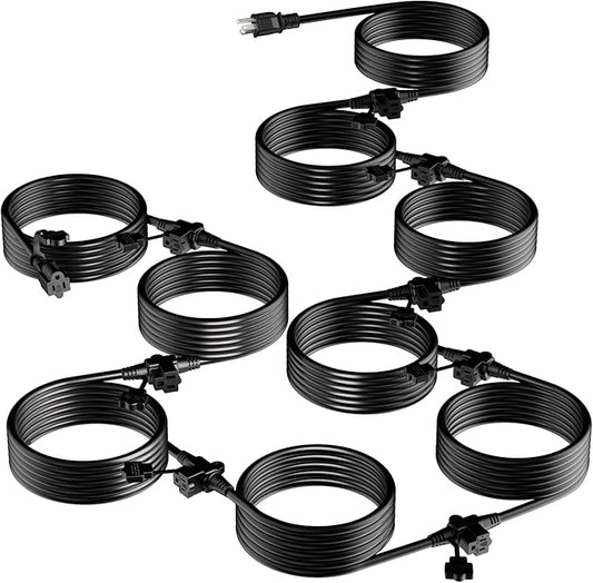 K KASONIC - Outdoor Extension Cord 75 FT, Evenly Spaced 6 Outlets Plugs, 16/3 SJTW Weatherproof Multiple Outlets Wire for Landscaping Light, Holiday Decoration and Christmas, ETL Listed, Black