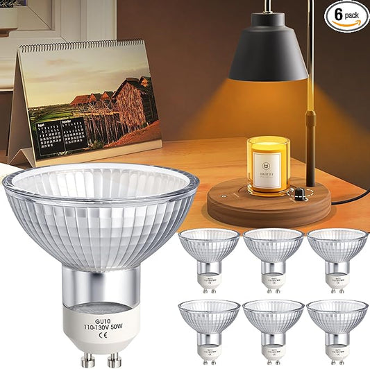 Light Bulbs(Pack of 6) - 50W 110V Candle Warmer Lamp Bulbs GU10 LED Bulbs with Long Lasting Lifespan Warm Light Dimmable Light Bulbs Replacemen for Candle Lamps,Wax Melt