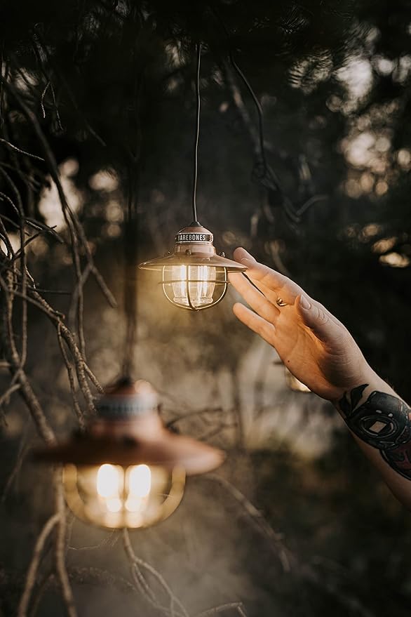 Barebones Edison Pendant Light – Copper, Vintage Rustic USB LED Hanging Light for Outdoor and Indoor Use – Adjustable Height String Lantern with Warm Edison Bulb Glow for Patio, Home, or Garden