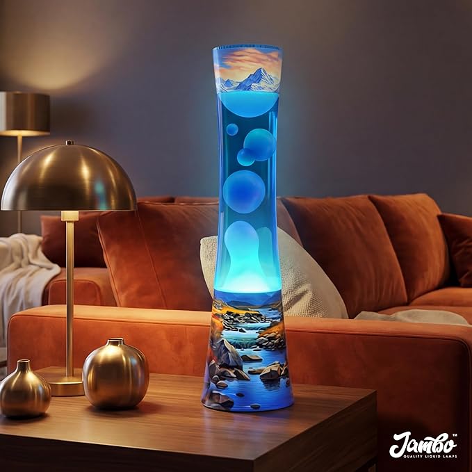 JAMBO 15.5" River Oasis Lamp, Beautiful Lamp for Living Room Office Bedroom Kitchen, Night Light Nightlight for Adults, Teens and Kids, Relaxing Liquid Motion Light, Mood Light, Home Decor