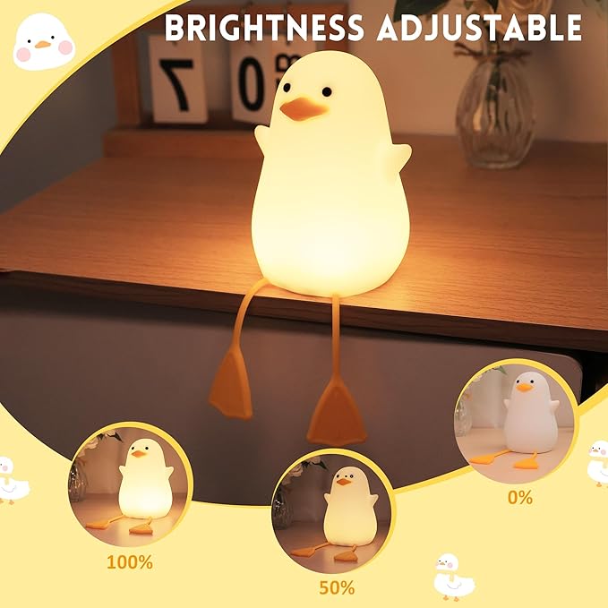 Cute Duck Lamp, Animal Nursery Silicone Night Light with Portable USB Rechargeable Timer Dimmable, Perfect for Home Bedroom Living Room, Holiday Birthday Xmas Easter Decor Gifts to Kids Baby