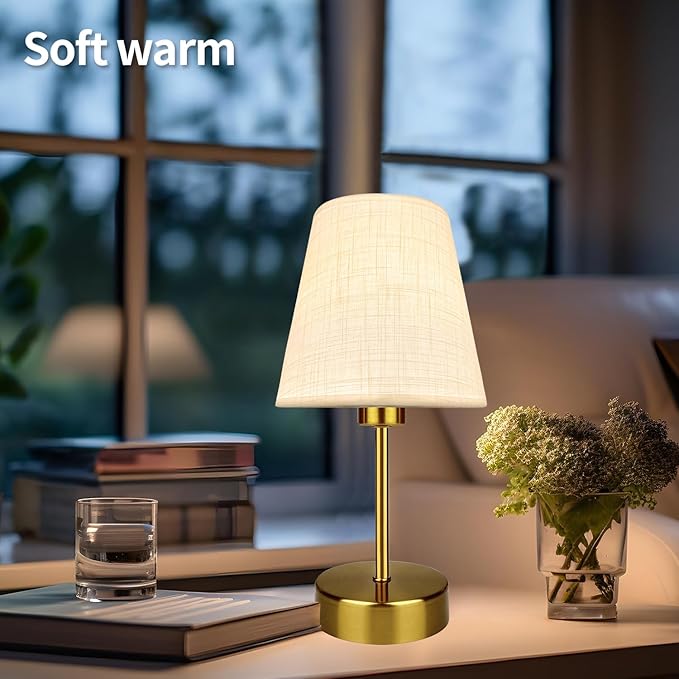 BLUEYE Mini Rechargeable Table Lamp,Remotte Control,Soft Warm 2700K-6000K,Dimmable,Timer,Flicker-Free,White Shade,Center Piece Deco,Cordless Kid Night Light for Bedside,Entryway,Bedroom