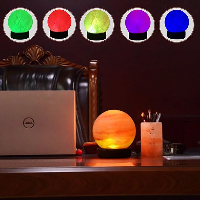 Himalayan Salt Lamp, USB Powered, Color Changing Round Shaped Handcrafted Night Light lamp, Ideal Gift For Home Decore